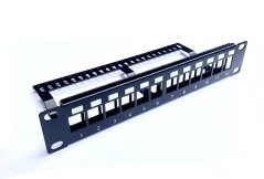 10" Patch panel 12port modulární s vyvazovací lištou