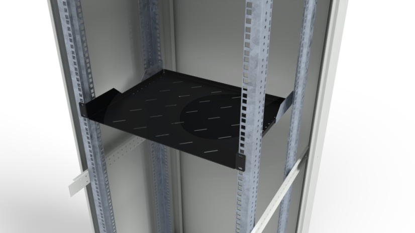 19“ Police CTnet REX s perforací 1U 350mm, instalace do stojanového rozvaděče