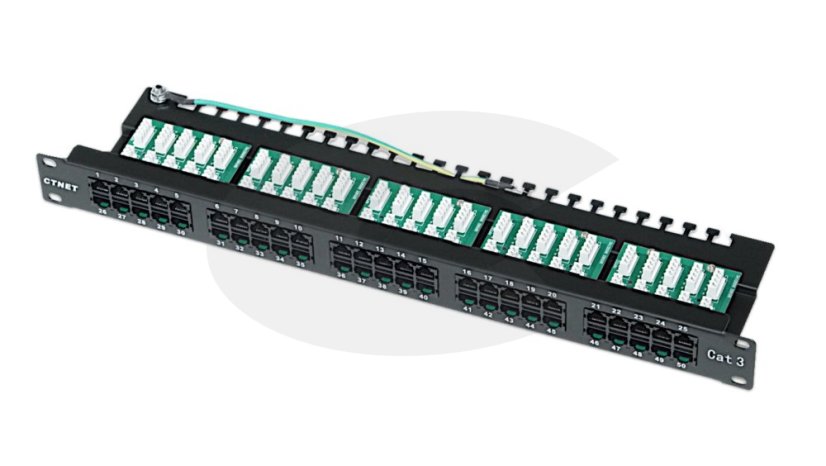 19" Patchpanel 50 Port Cat.3, 1U, ISDN