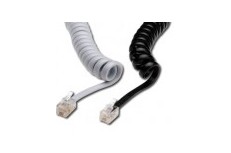 Kroucená telefonní šňůra, černá, 2m