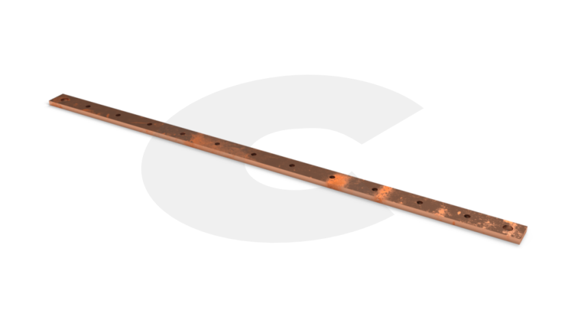 RAX-ZL-X02-A3 - 19“ zemnící lišta horizontální s otvory, měď  5 x 20 mm