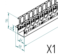 RAB-VP-HXX-X1 - vyvazovací panel - hřeben, dvouřadý