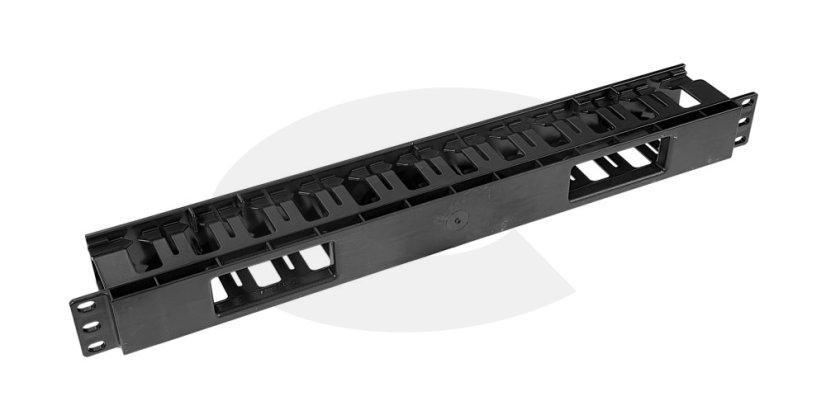 19“ vyvazovací panel typ LinkBasic plast.lišta výklopná 1U