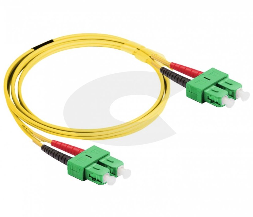 Optický patch kabel SC/APC-SC/APC 9/125 OS2, G657A1, duplex, 0,25m