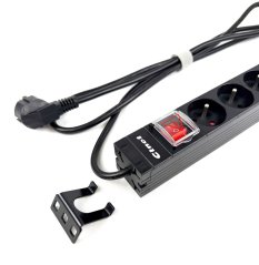 19“ napájecí panel 1U, 9xCZ, 1,8m kabel CZ, RAL9005