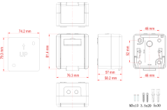 Venkovní datová zásuvka IP44, pro 2x keystony/ RJ-450, rozměry