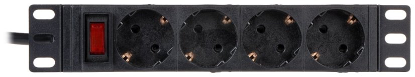 10“ napájecí panel 4x230V 16A s vypínačem, kabel 1,8m 1U