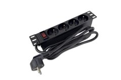 10“ Napájecí panel 4x230V 16A s vypínačem, kabel 1,8m 1U
