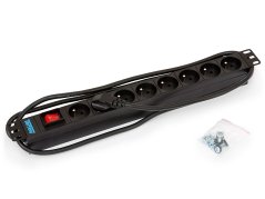 RAB-PD-X03-A1 - 19“ rozvodný panel 8xCZ zásuvka, 3x1,5mm, 2m kabel CZ-DE,vypínač