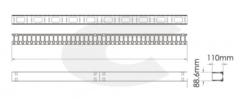 Vyvazovací panel vertikální 42U černý, Linkbasic, rozměr