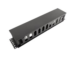 19" vyvazovací panel 2U plastový, průchozí 