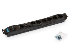 RAB-PD-X08-A1 - 19“ rozvodný panel 8xDE zásuvka,3x1,5mm,2m kabel,bleskojistka