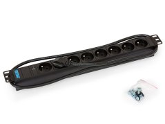 RAB-PD-X05-A1 - 19“ rozvodný panel 8xCZ zásuvka,3x1,5mm,2m kabel CZ-DE,kontrolka