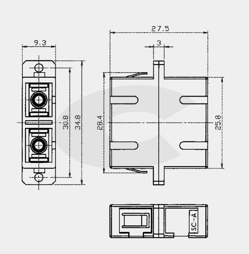 Optická spojka SC OM2 multimode duplexní (SC-SC), rozměr