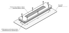 Kabelová průchodková deska 383x88 mm, ocelový rám + gumová deska