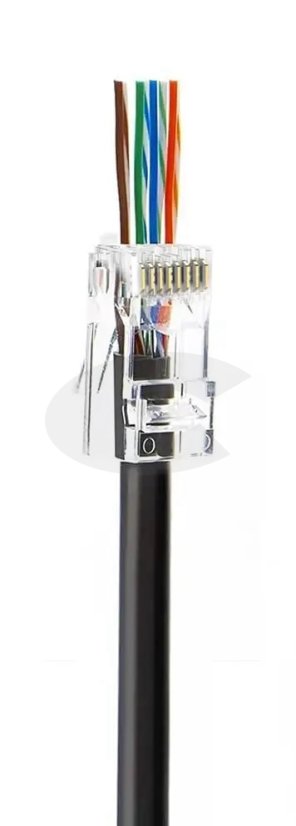 Konektor EZ RJ45 8P8C UTP cat.6 drát 50u, průchozí