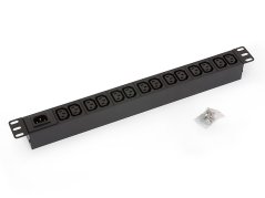 RAB-PD-X10-A1 - 19“ rozvodný panel 14xIEC C13, IEC C14 vstup, bez kabelu,RAL9005