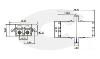 Optická spojka LC singlemode duplex (LC-LC), rozměr