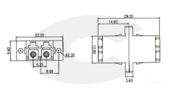Optická spojka LC OM2 multimode duplex (LC-LC), rozměr