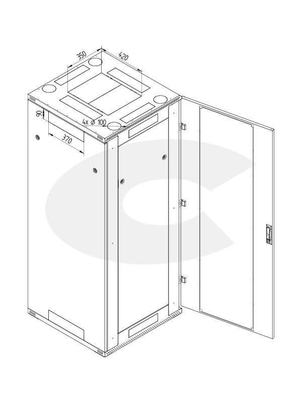 RTA-42-A82 - 19“rozvaděč RTA Triton 42U š.800mm hl.1200mm, krytí IP20, nosnost až 1500kg