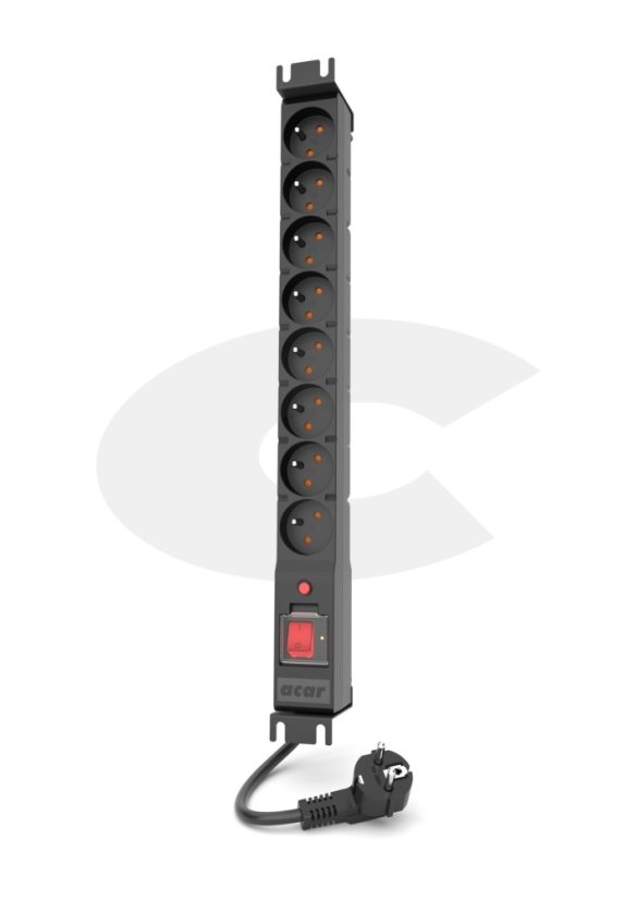 19“ rozvodný panel Acar S 8x230V 3m kabel