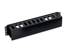 19‘‘ vyvazovací panel s plastovou lištou 2U, průchozí 2