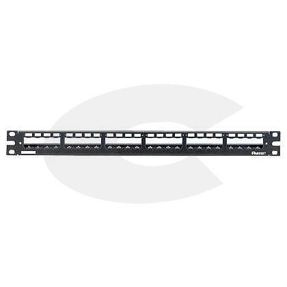 Panduit patch panel CP24WSBLY neosazený s vyvazovací lištou 1U pro 24 modulů