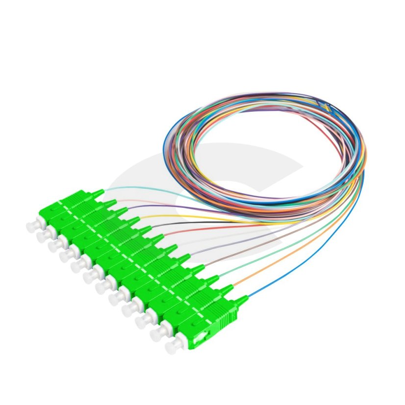 Barevná sada 12x pigtail SC/APC 9/125 OS2, G657A1, 3m