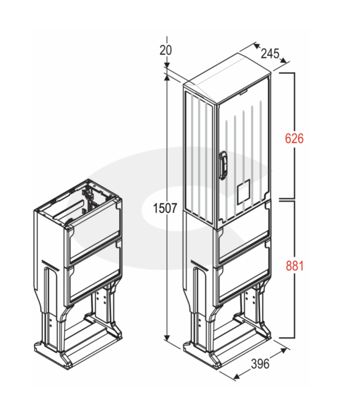 Optický sloupkový rozvaděč X1, pro 96x SC, LC, E2000