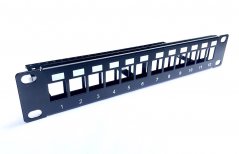 10 Patch panel 12port modulární s vyvazovací lištou, 1