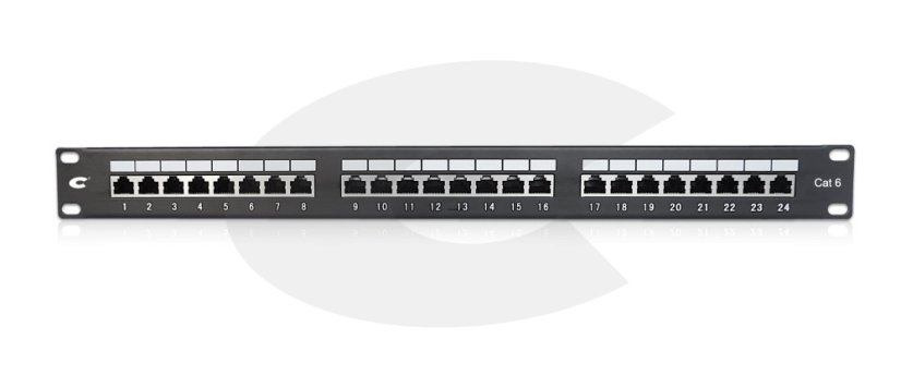 CTnet Patch panel 24 port FTP cat.6, 1U, 24x RJ45