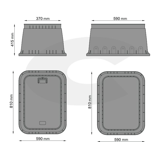 Kabelová komora 810 x 590 mm, hl. 415 mm, včetně plastového víka