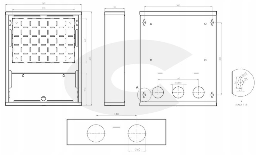 CTnet hybridní rozvaděč 420x340x90 mm, na omítku