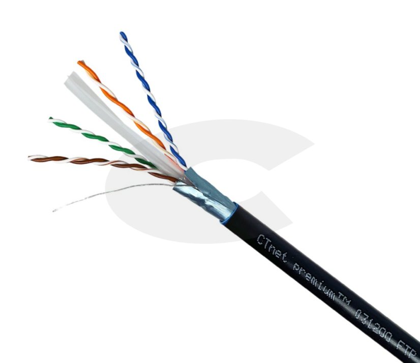 CTnet kabel FTP cat.6 drát PE venkovní jednoplášť, 305m