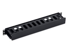 19‘‘ vyvazovací panel s plastovou lištou 1U, průchozí 2