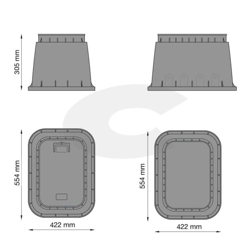Kabelová komora PROFI 590 x 490 mm, hl. 370 mm, včetně plastového víka