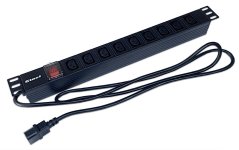 19“ napájecí panel 8x230V 16A s vypínačem, kabel 1,8m , 1U 19“ napájecí panel 8x230V 16A s vypínačem, kabel 1,8m , 1U