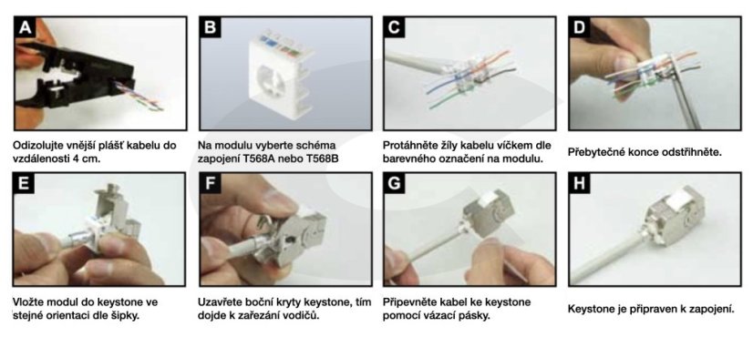 CTnet keystone FTP RJ45 cat.7, samozářezový