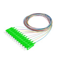 Barevná sada 12x pigtail SC/APC 9/125 OS2, G657A1, 3m