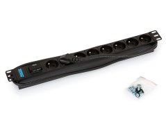 RAB-PD-X07-A1 - 19“ rozvodný panel 8xCZ zásuvka,3x1,5mm,2m kabel,bleskojistka