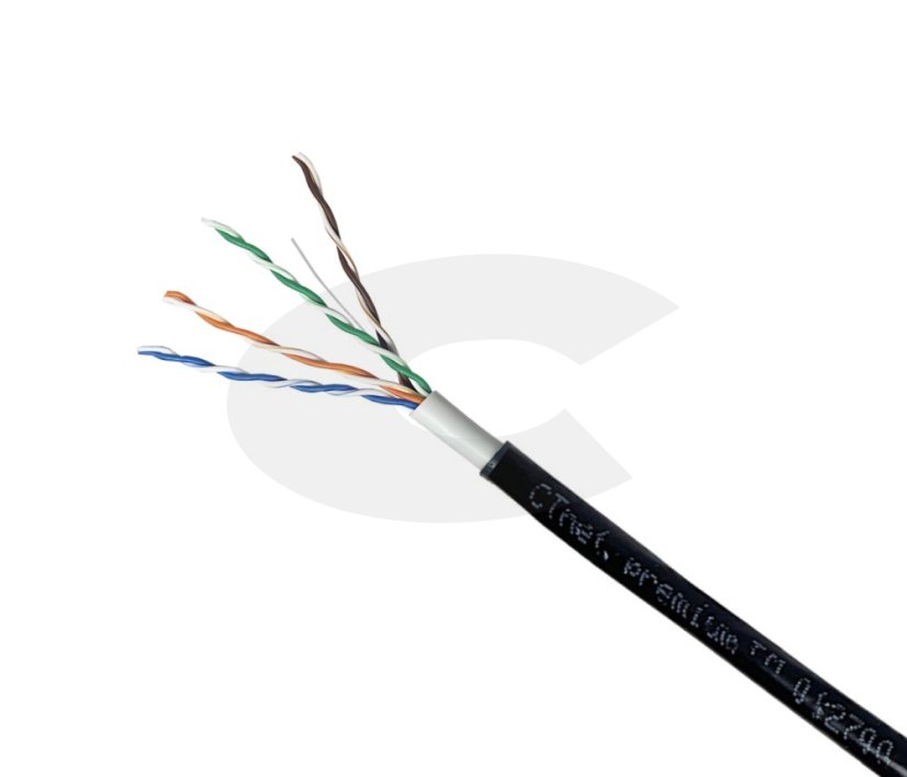 CTnet kabel UTP cat.5e, drát, PE/PVC (venkovní dvouplášť)